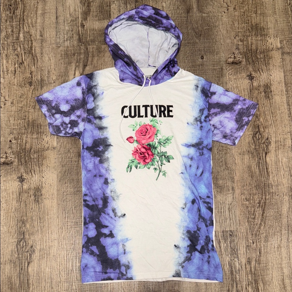 Culture Purple Tie-Dye Short Sleeve Hoodie Tee